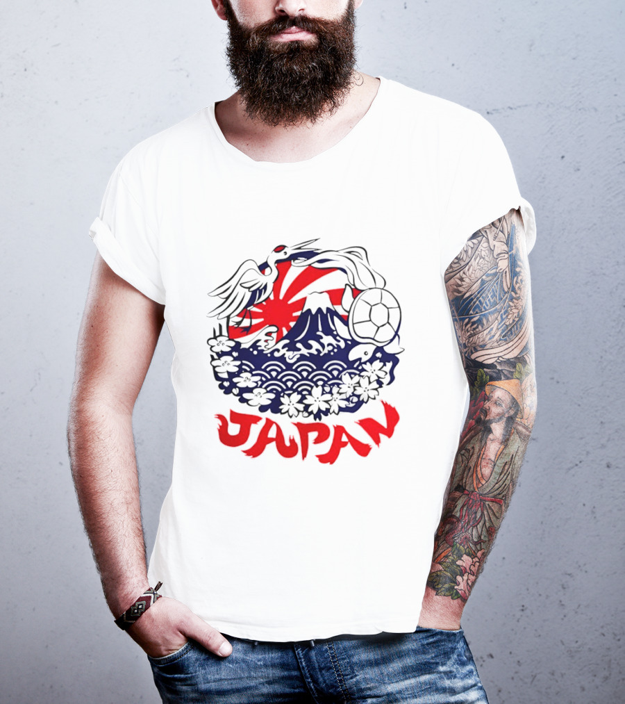 Japan Mt Fuji Crane Turtle Sakura Rising Sun Symbolism T-Shirt