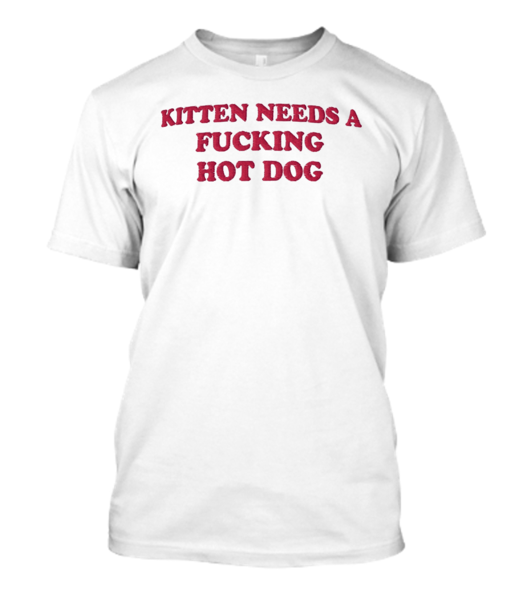 Kitten Needs A Fucking Hot Dog Embroidered T-Shirt