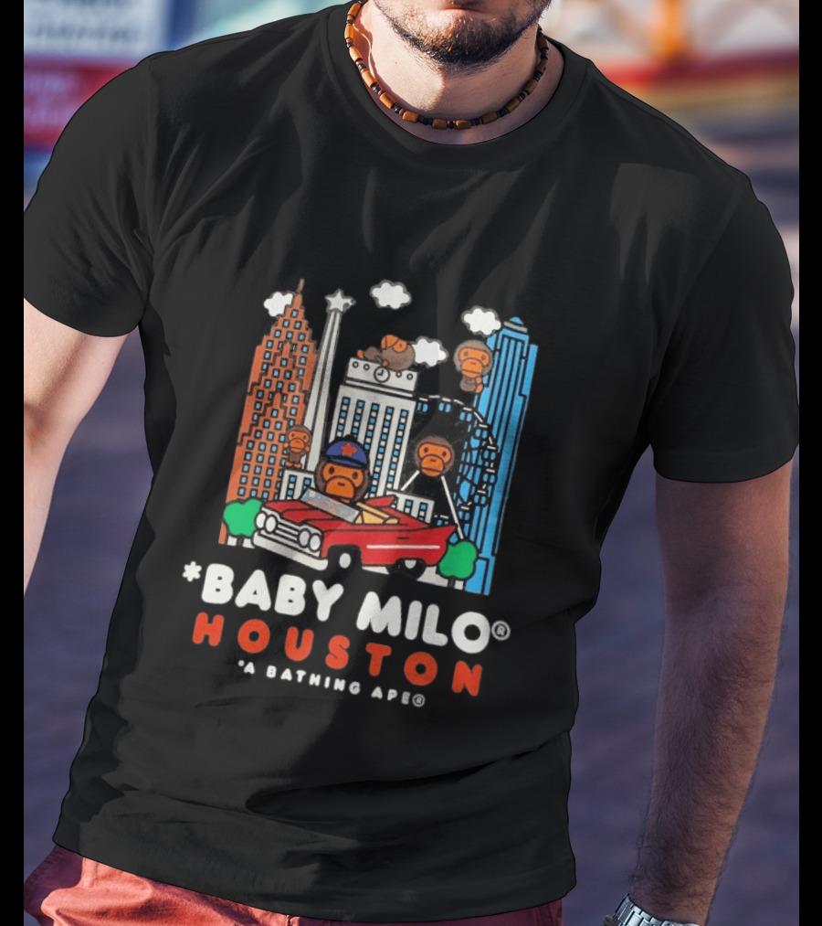Baby Milo Houston A Bathing Ape City Skyline Car Scene T-Shirt
