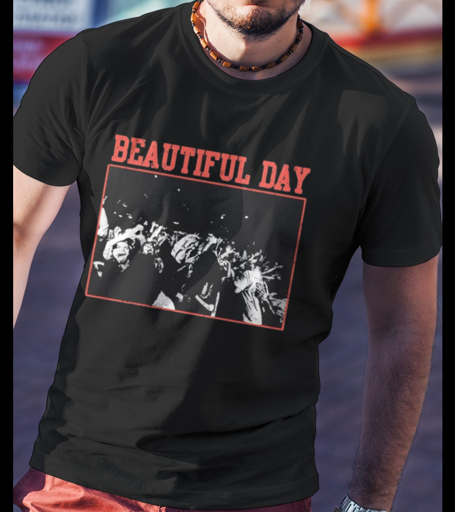Beautiful Day Crowd Photo Black And White Concert Scene T-Shirt