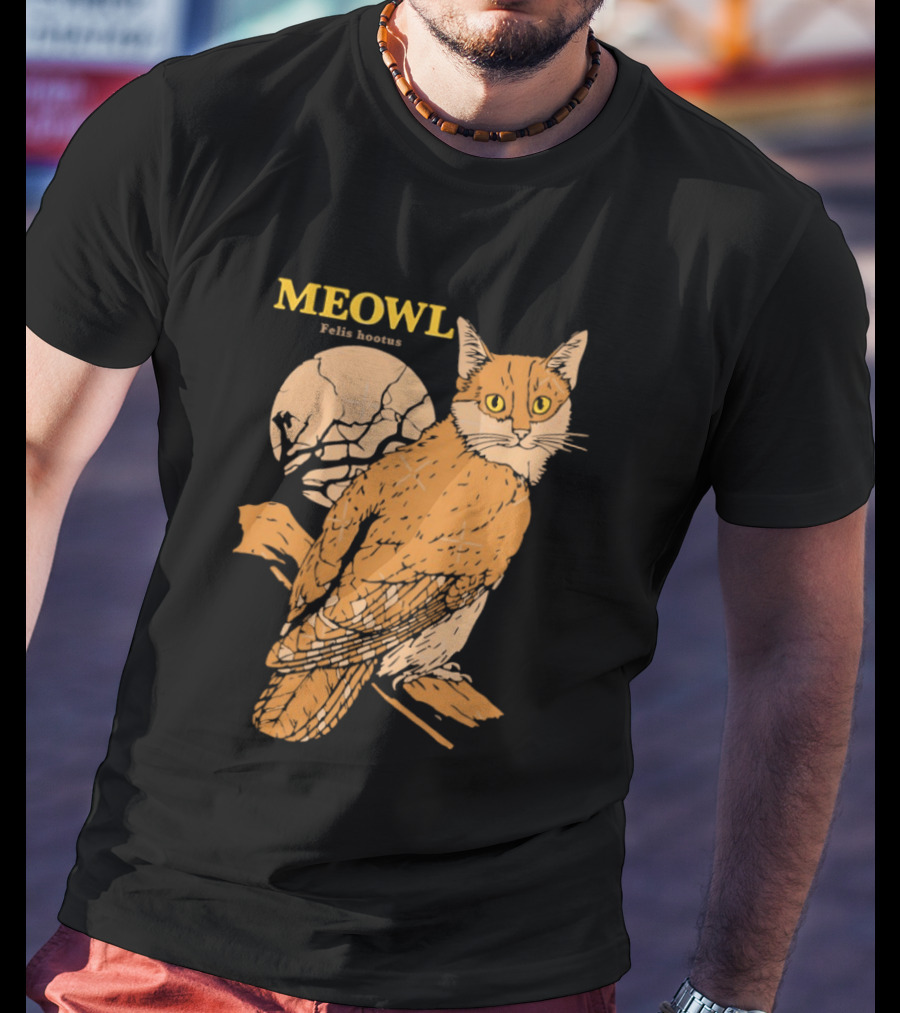 Meowl Felis Hootus Cat Owl Fusion With Moon T-Shirt