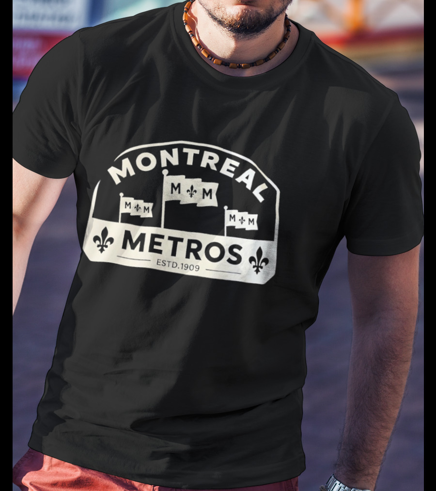 Montreal Metros M M Flags Fleur De Lis Estd 1909 T-Shirt