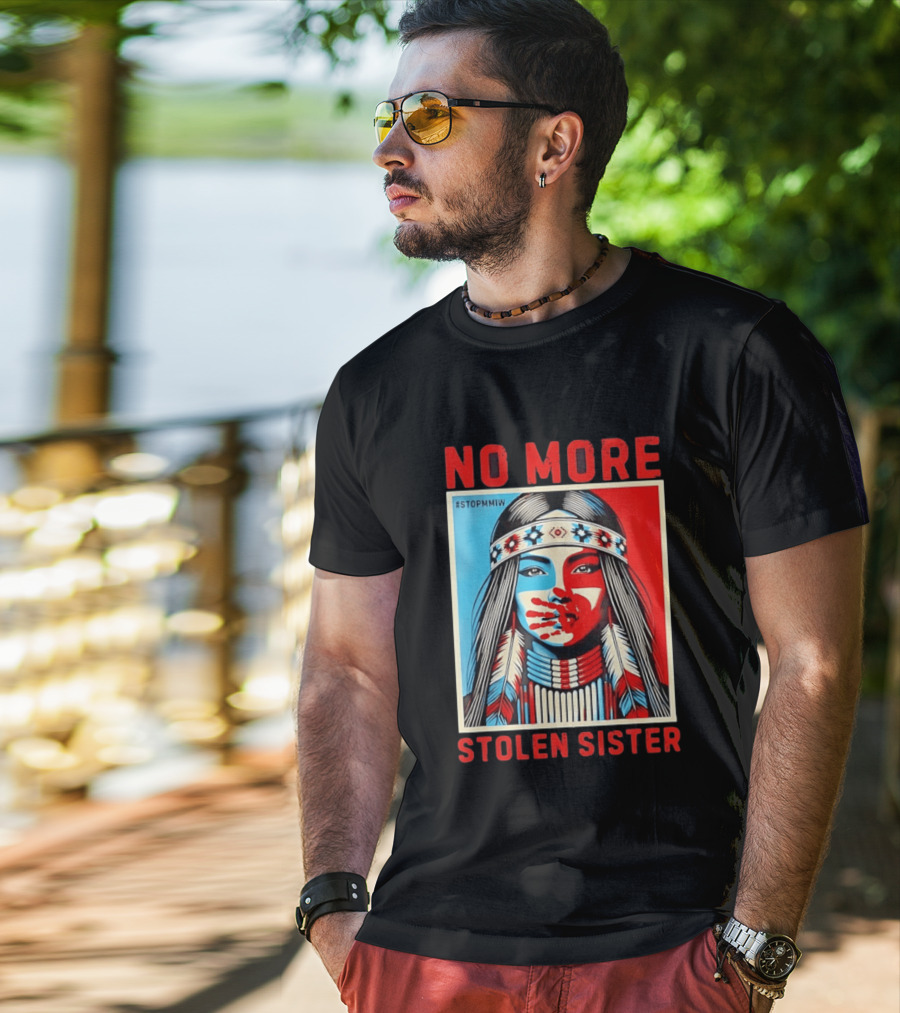NO MORE Red Handprint STOPMMIW Stolen Sister Indigenous Awareness T-Shirt