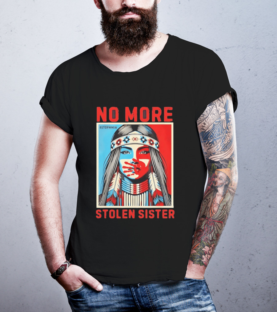 NO MORE Red Handprint STOPMMIW Stolen Sister Indigenous Awareness T-Shirt