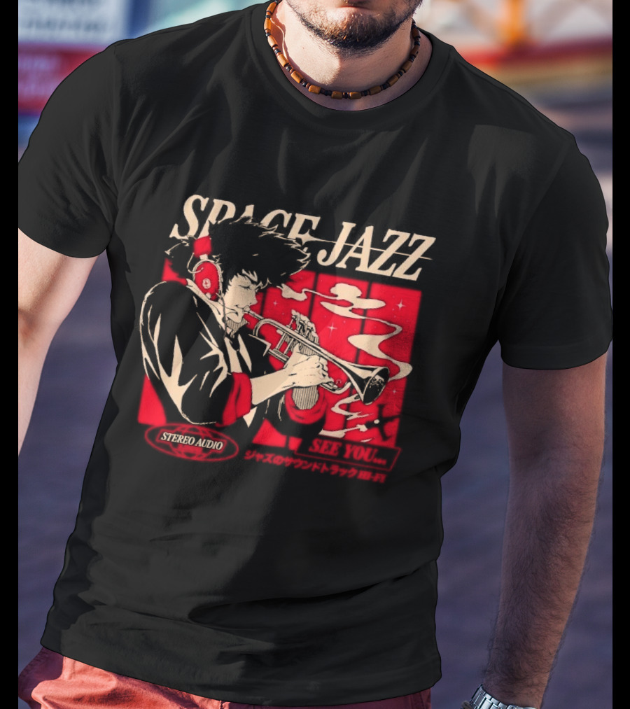Space Jazz Spike Spiegel Stereo Audio See You T-Shirt