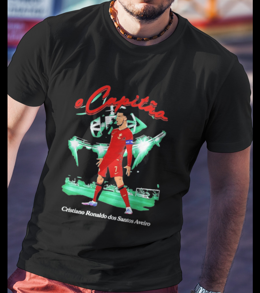 Cristiano Ronaldo O Capitão 7 Dos Santos Aveiro Celebrating Soccer Stadium T-Shirt