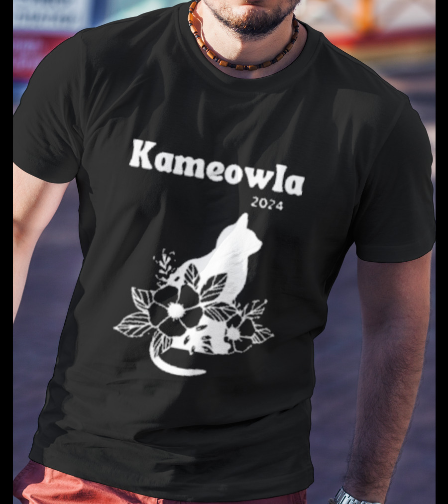 Kameowla 2024 Cat Floral Theme Kamala Cat Lady T-Shirt