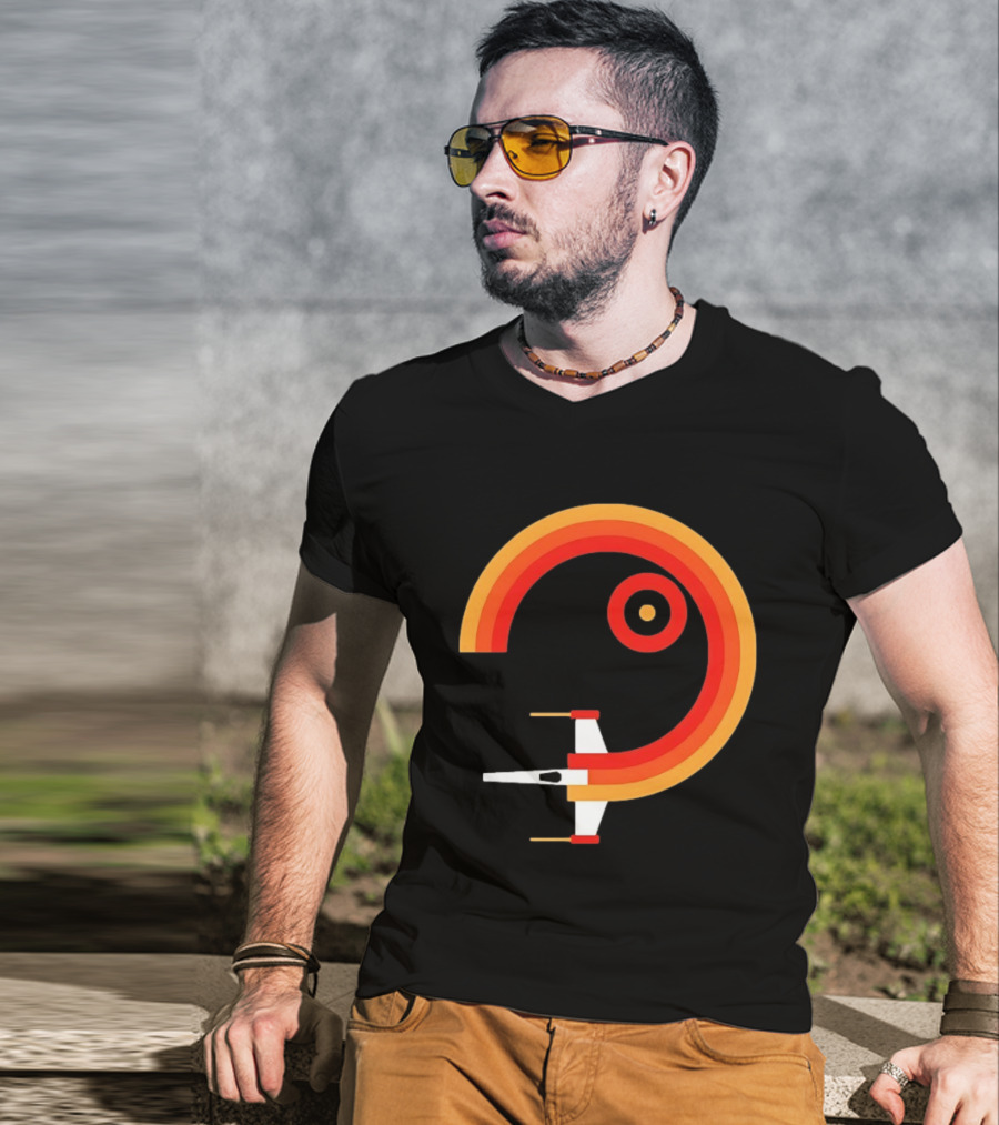Star Wars X Wing Retro Sunset Circle T-Shirt