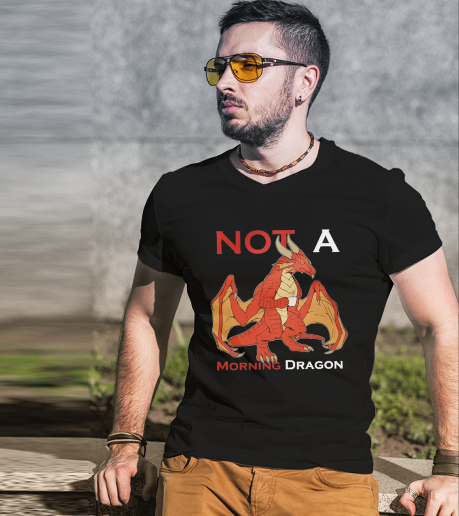 Not A Morning Dragon Fantasy Coffee Mood T-Shirt