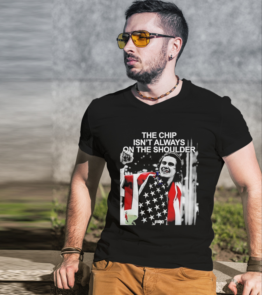The Chip Isn't Always On The Shoulder Stars And Stripes Tribute NHL Jack Hughes T-Shirt