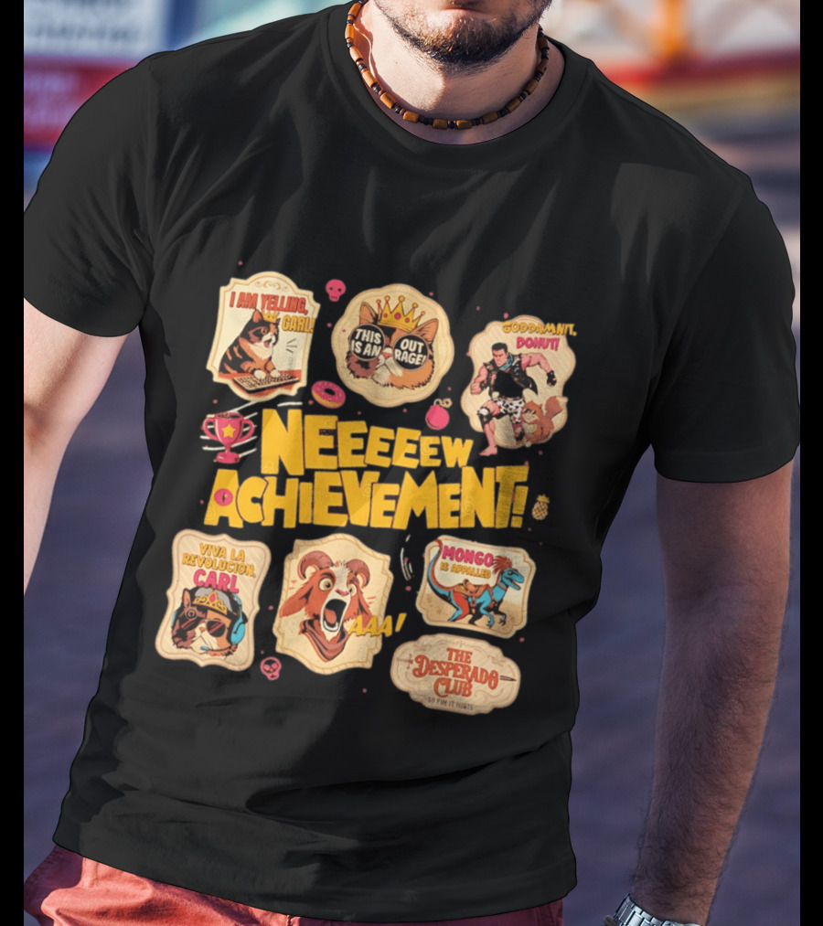 Neeeew Achievement Dungeon Crawler Carl Sticker Pack I Am Yelling Carl Viva La Revolucion Mongo Is Appalled Desperado Club T-Shirt