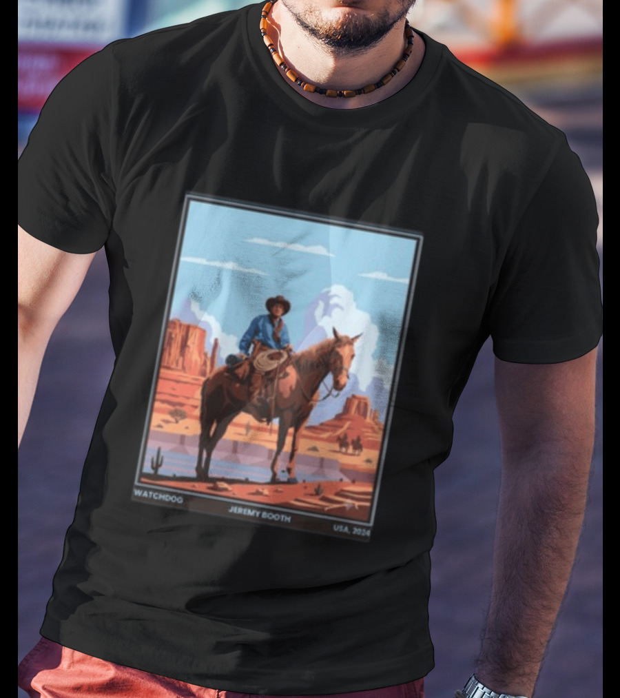 Dog Jeremy Booth USA 2020 Cowboy And Horse Desert Scene T-Shirt