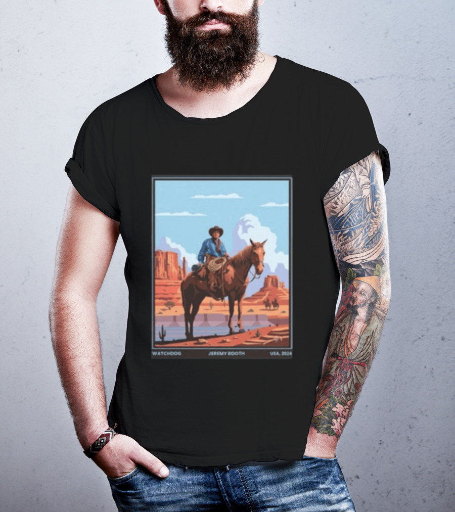Dog Jeremy Booth USA 2020 Cowboy And Horse Desert Scene T-Shirt