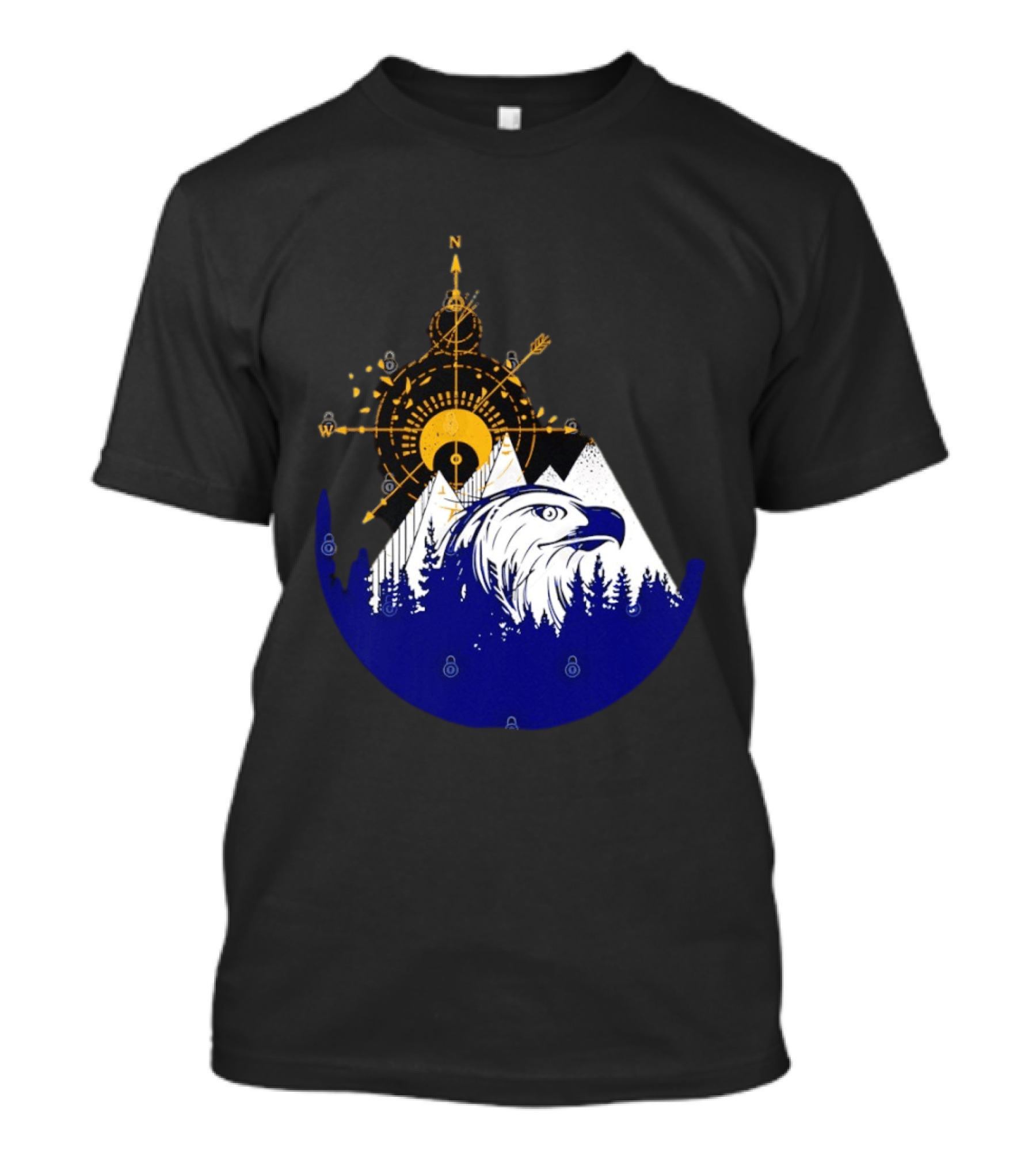 Eagle And Compass With Mountain Forest T-Shirt