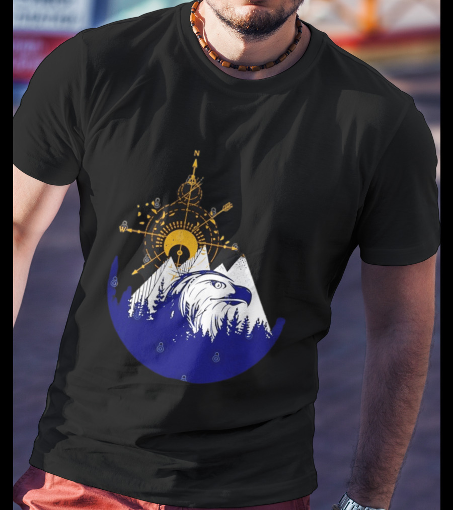 Eagle And Compass With Mountain Forest T-Shirt