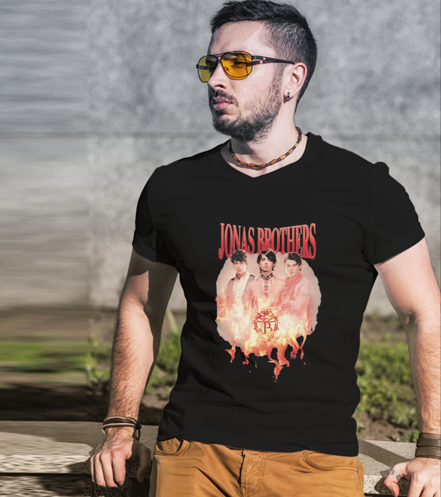 Jonas Brothers Fire Flame Trio Band Photography T-Shirt