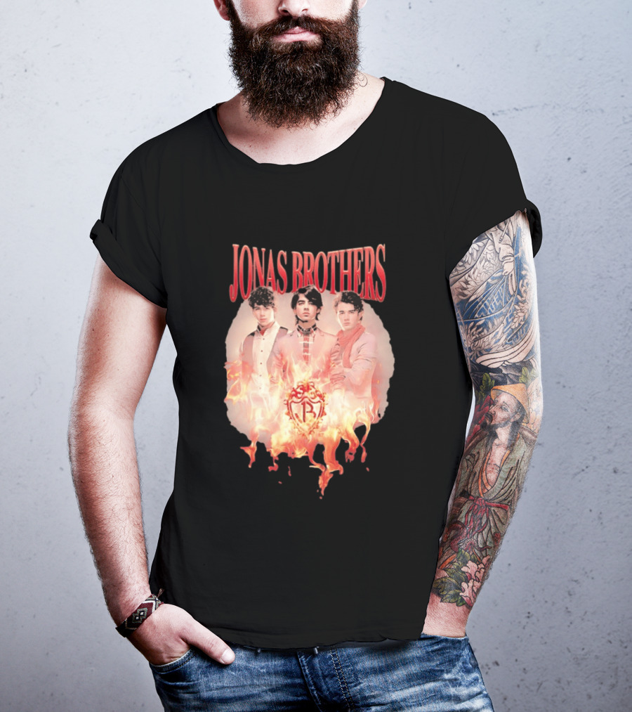 Jonas Brothers Fire Flame Trio Band Photography T-Shirt