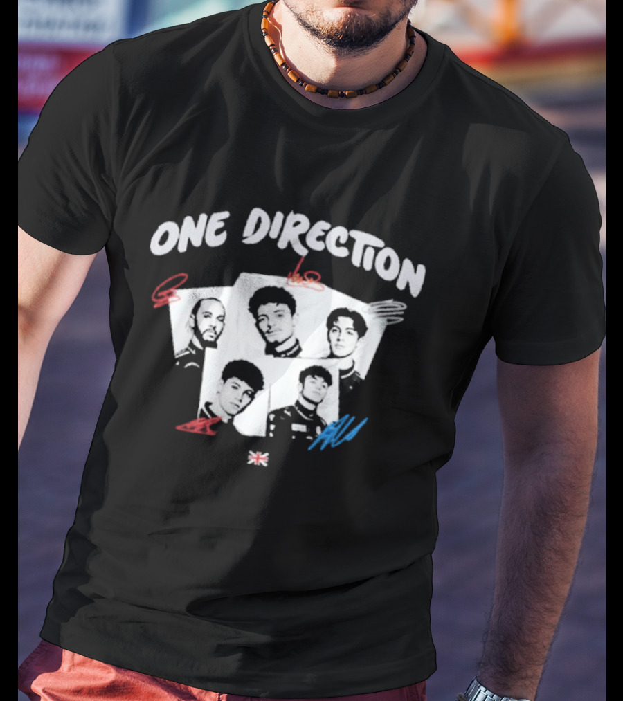 One Direction Band Portraits With Red And Blue Accents T-Shirt