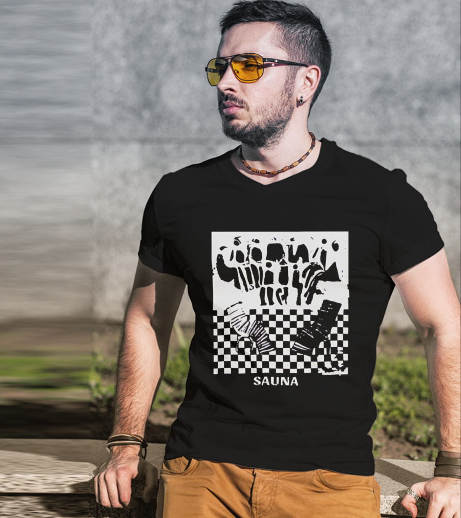 Finding Emily Sauna Angourie Rice Black And White Checkered T-Shirt
