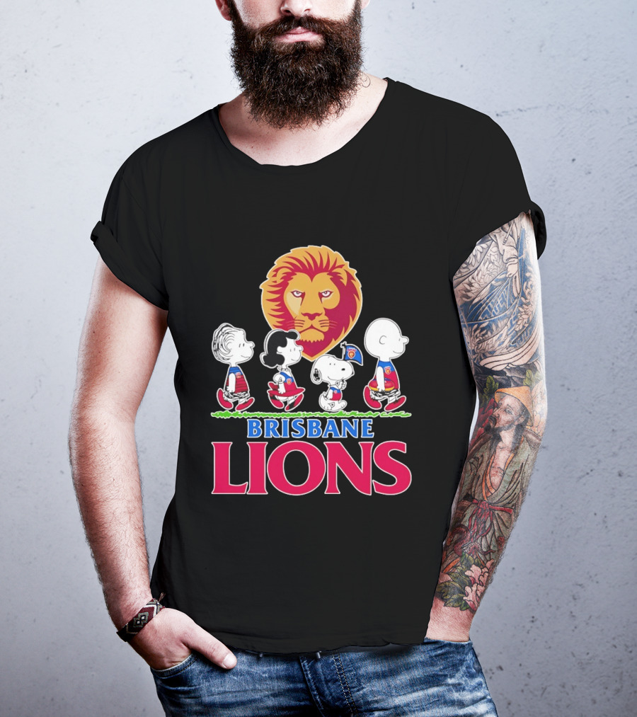 Brisbane Lions AFL Peanuts Snoopy Charlie Brown Lucy Schroeder T-Shirt