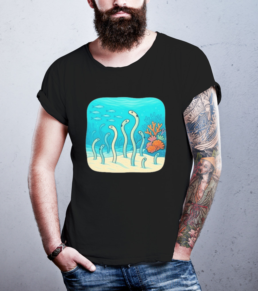 Garden Eels Reef Hawaii With Colorful Coral And Tropical Fish T-Shirt