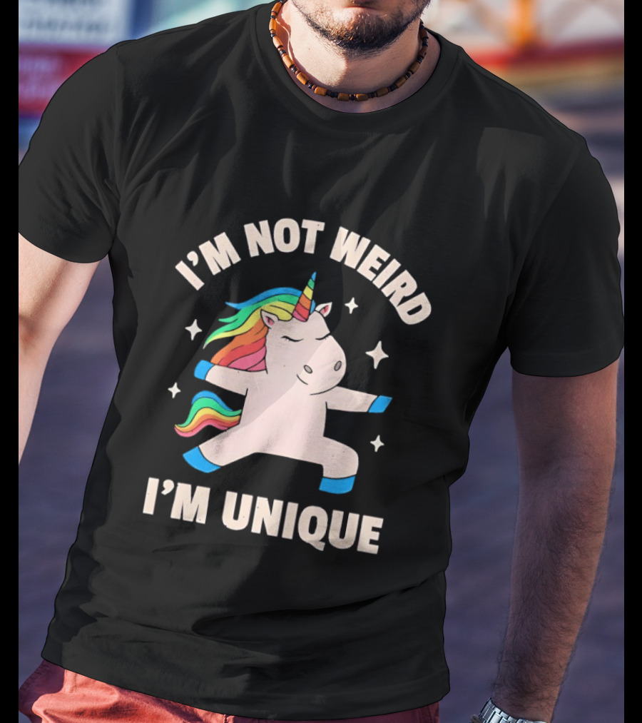 I'm Not Weird I'm Unique Unicorn Dabbing Rainbows T-Shirt