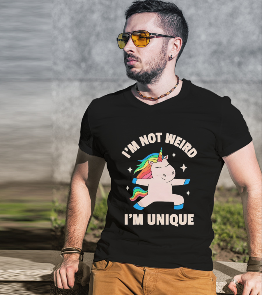 I'm Not Weird I'm Unique Unicorn Dabbing Rainbows T-Shirt