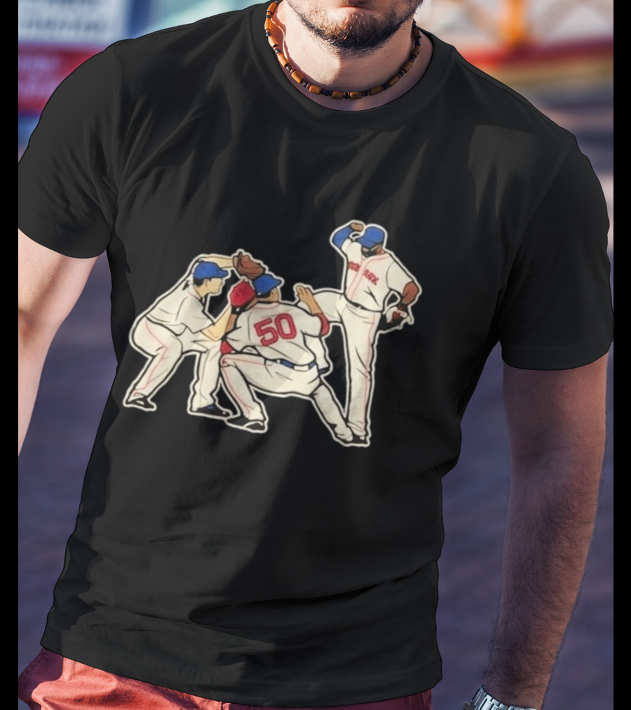 Red Sox Mookie Betts Jackie Bradley Jr Andrew Benintendi Win Dance Repeat Baseball Players Boston Team Celebration T-Shirt