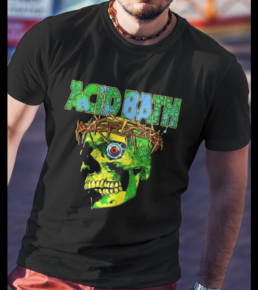 Acid Bath 2026 EU And UK Tour Green Skull Crown Of Thorns Dates Back T-Shirt