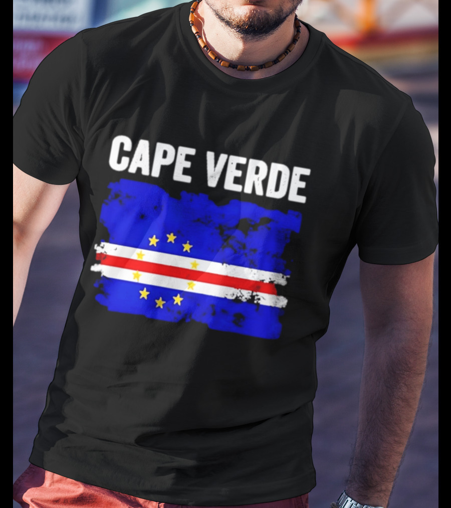 Cape Verde Distressed Flag Design Six Yellow Stars T-Shirt