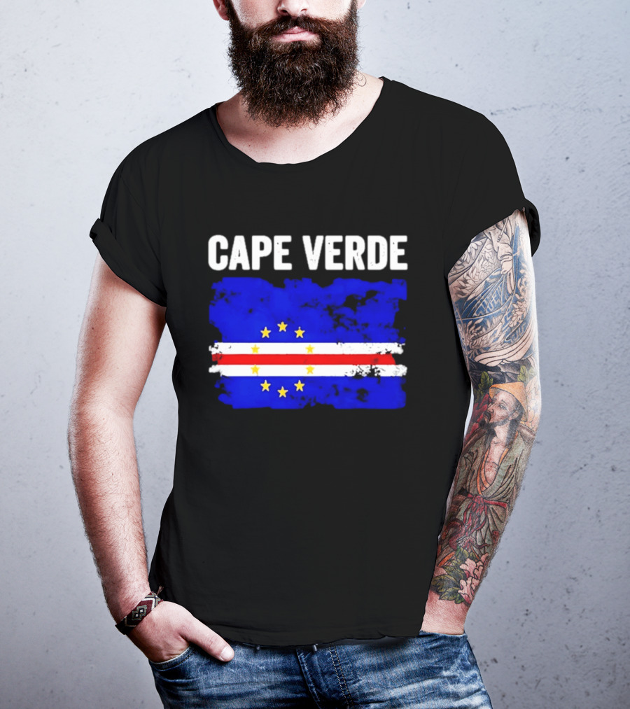 Cape Verde Distressed Flag Design Six Yellow Stars T-Shirt