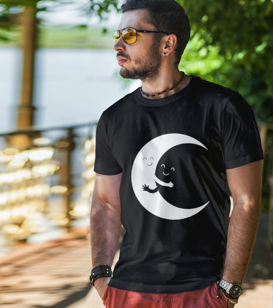 Celestial Hugging Moon Crescent Night Sky Space T-Shirt