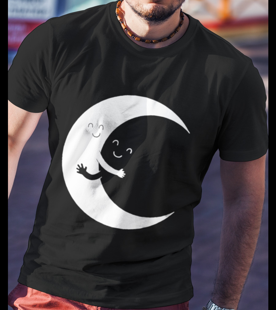 Celestial Hugging Moon Crescent Night Sky Space T-Shirt