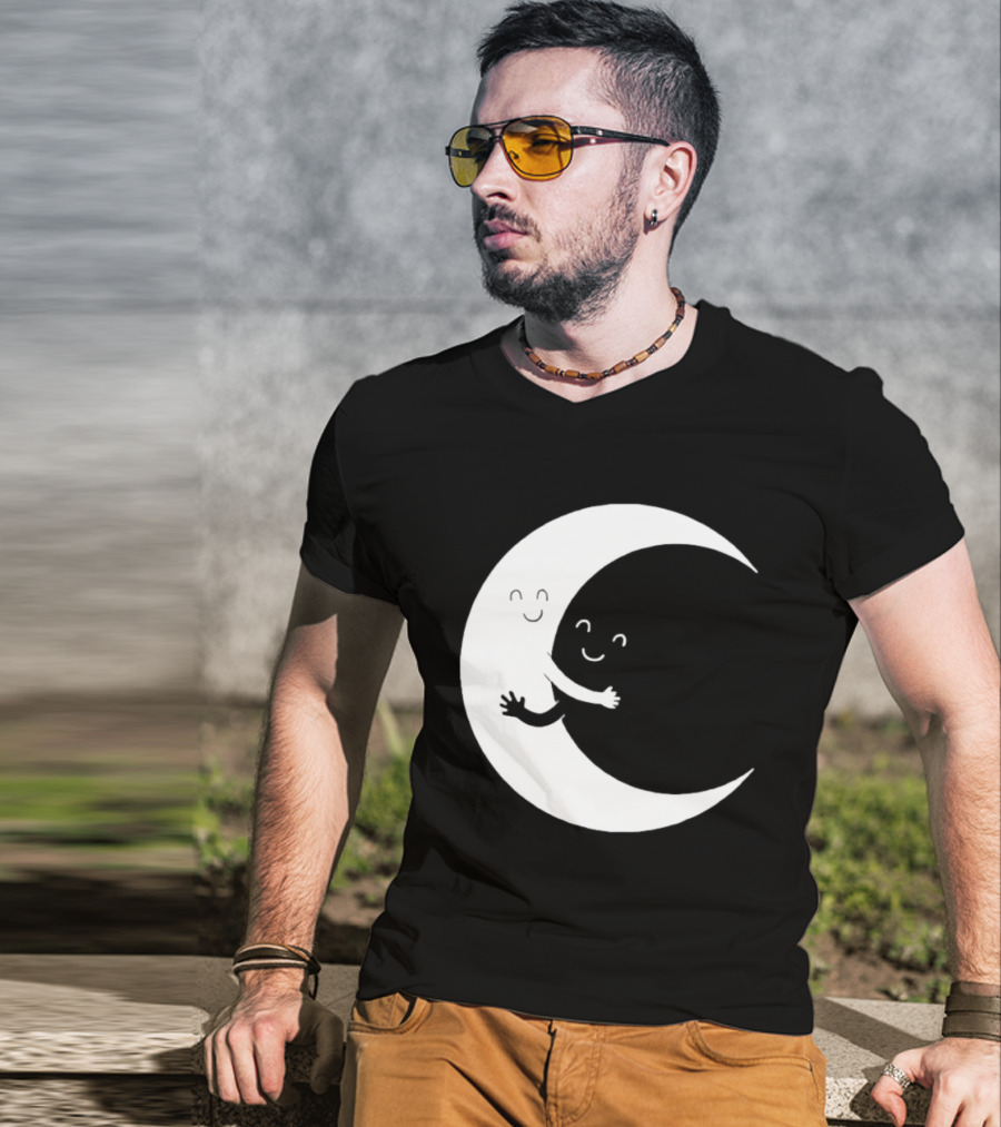 Celestial Hugging Moon Crescent Night Sky Space T-Shirt