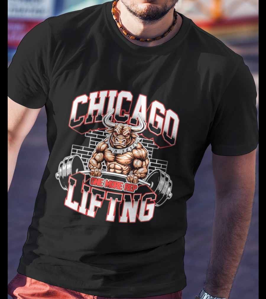 Chicago Lifting Bull One More Rep Weightlifting T-Shirt