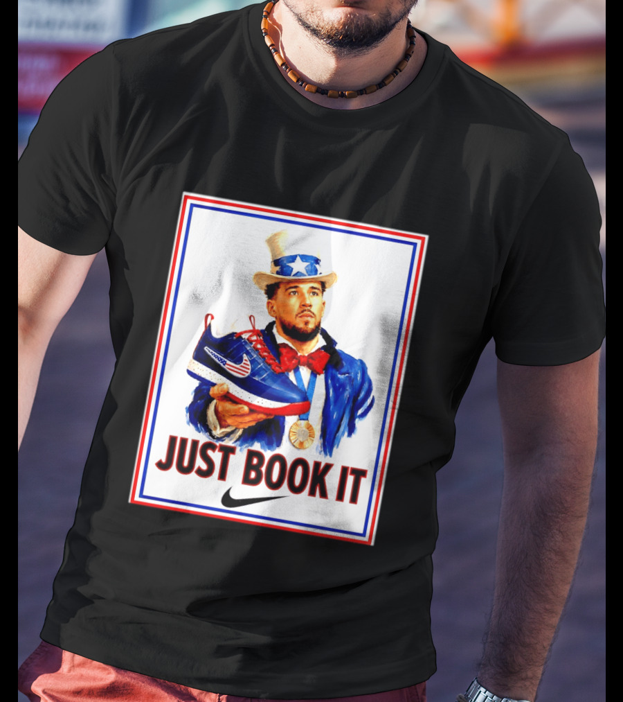 Just Book It Devin Booker Uncle Sam Gold Medal Nike Sneaker T-Shirt
