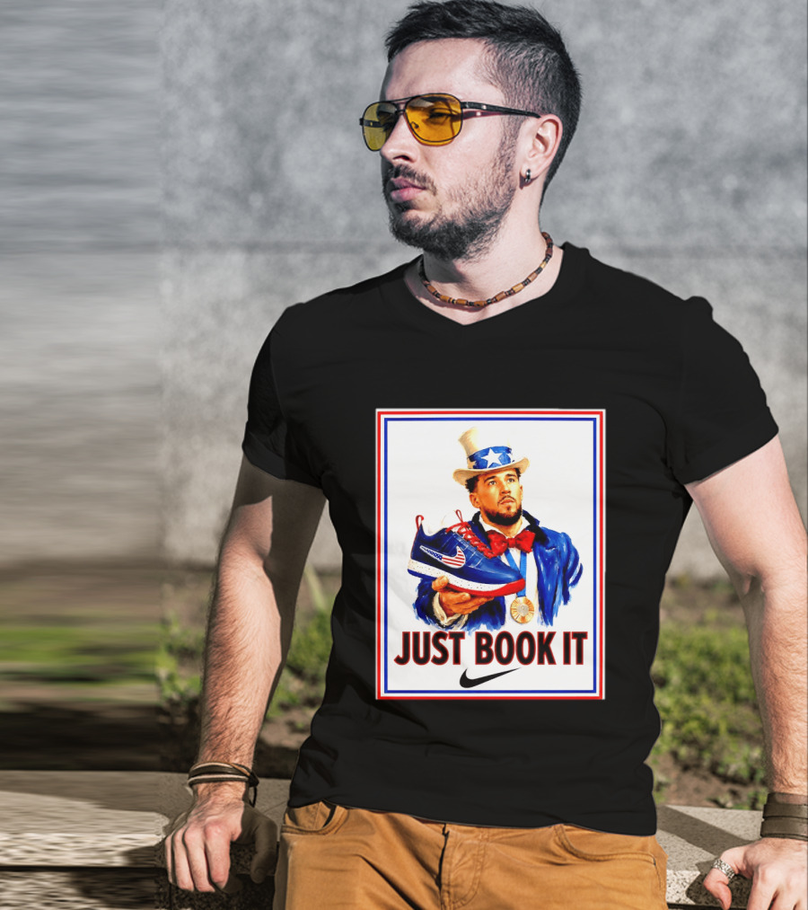 Just Book It Devin Booker Uncle Sam Gold Medal Nike Sneaker T-Shirt