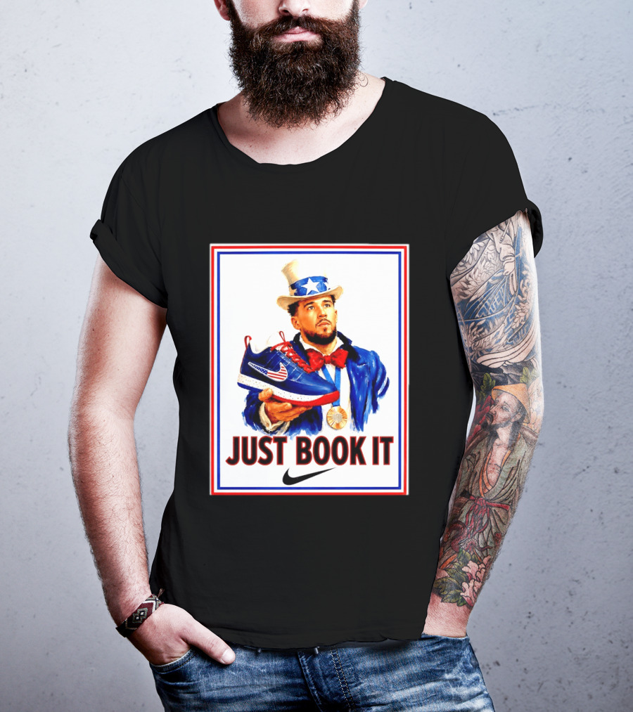 Just Book It Devin Booker Uncle Sam Gold Medal Nike Sneaker T-Shirt