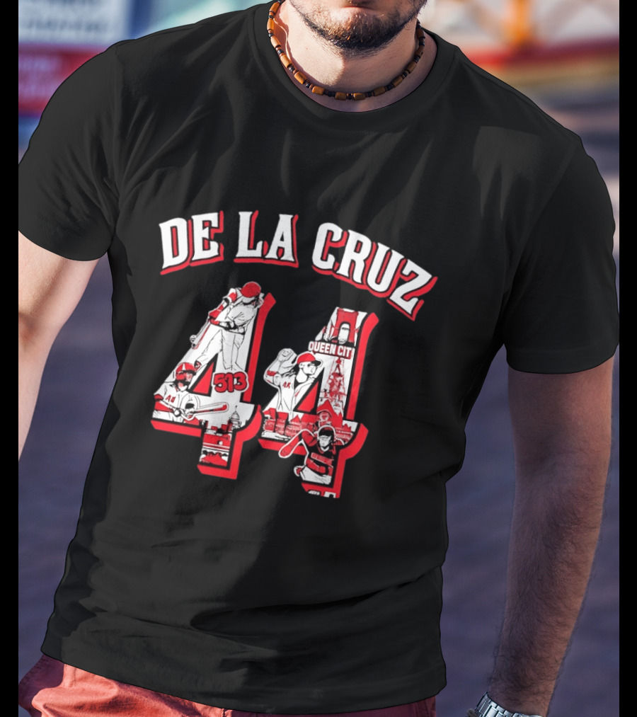 De La Cruz 44 Queen City 513 Cincinnati Reds MLB T-Shirt