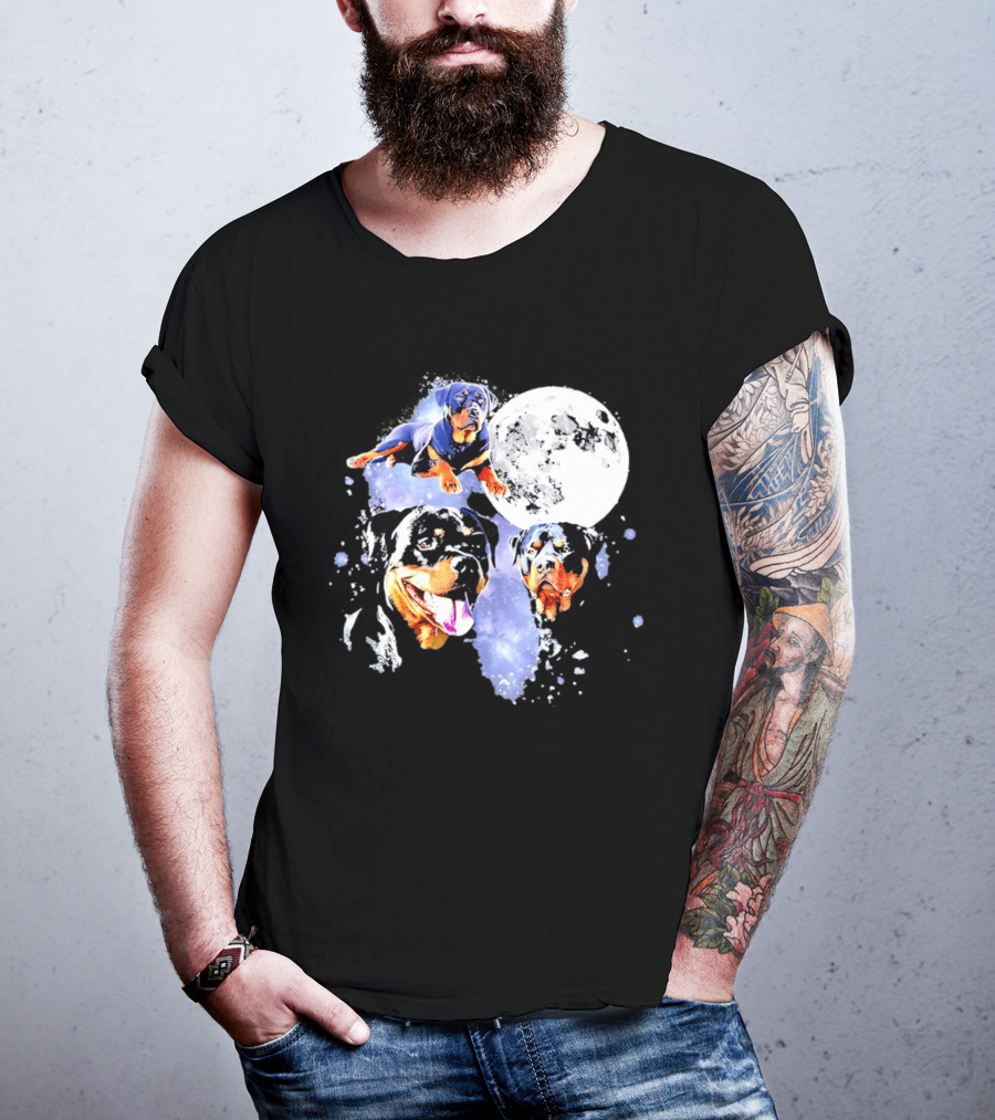 Rottweiler Galaxy Moon Space Celestial Dog Breed Lover Pet Owner Lunar Canine Adventure T-Shirt