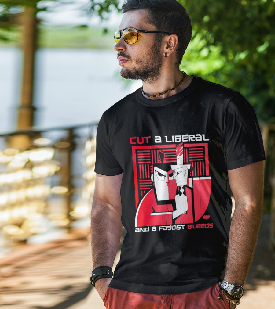 Samurai Jack Cut A Liberal And A Fascist Bleeds Political Art Image T-Shirt