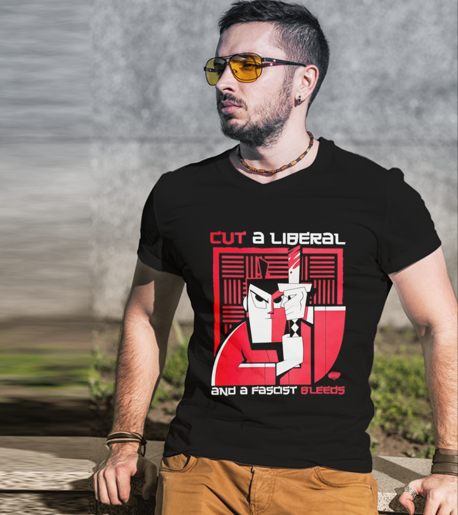 Samurai Jack Cut A Liberal And A Fascist Bleeds Political Art Image T-Shirt