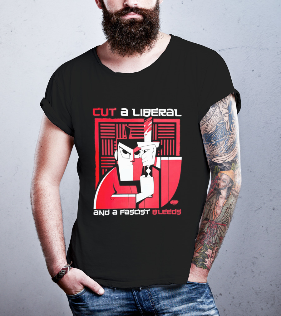 Samurai Jack Cut A Liberal And A Fascist Bleeds Political Art Image T-Shirt