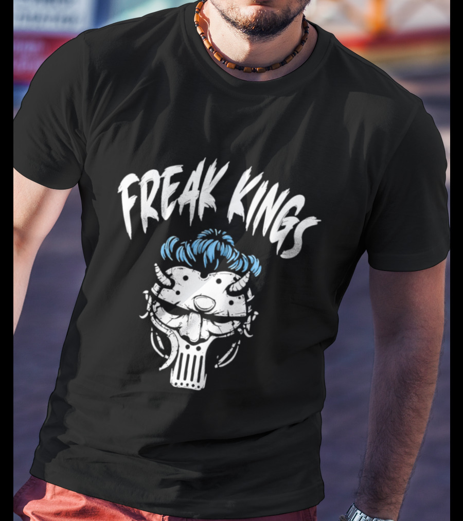 Freak Kings Horned Skull Blue Hair T-Shirt