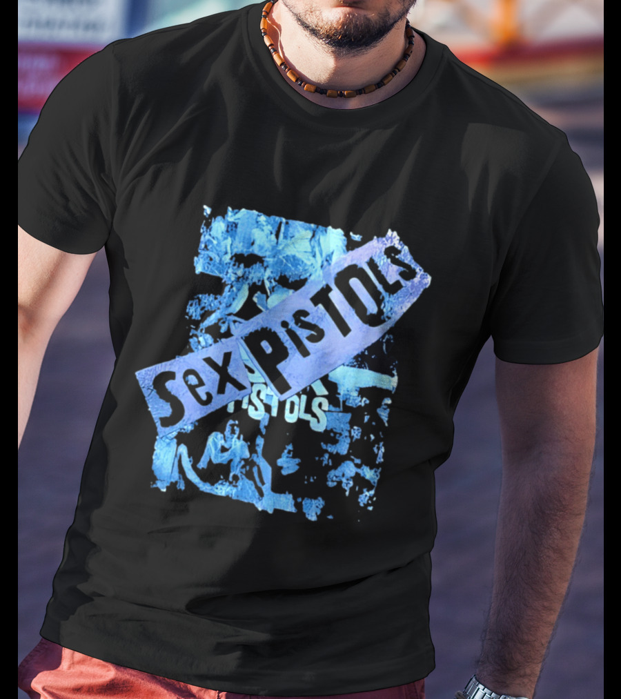 Sex Pistols Distressed Blue Photo Collage T-Shirt