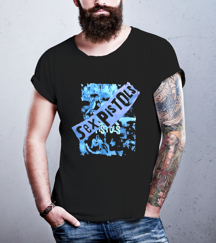 Sex Pistols Distressed Blue Photo Collage T-Shirt