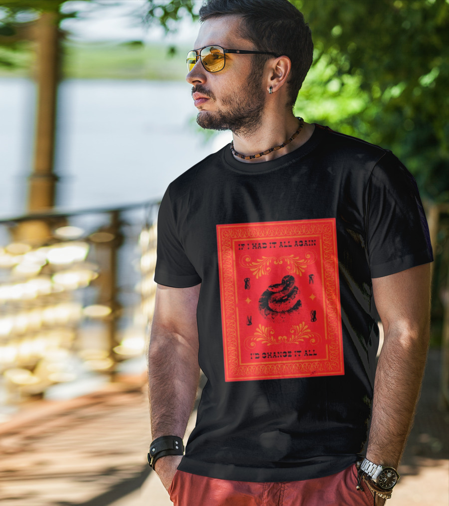 If I Had It All Again I'd Change It All Rattlesnake Western Red Bandana T-Shirt