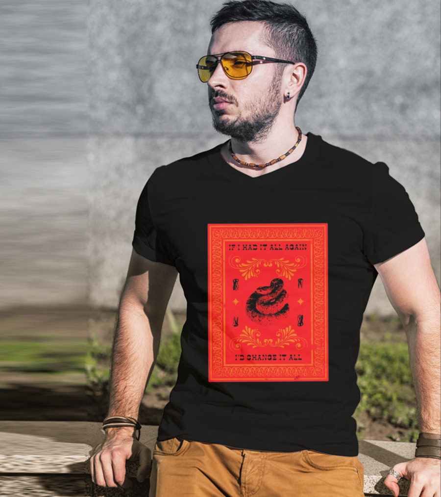 If I Had It All Again I'd Change It All Rattlesnake Western Red Bandana T-Shirt