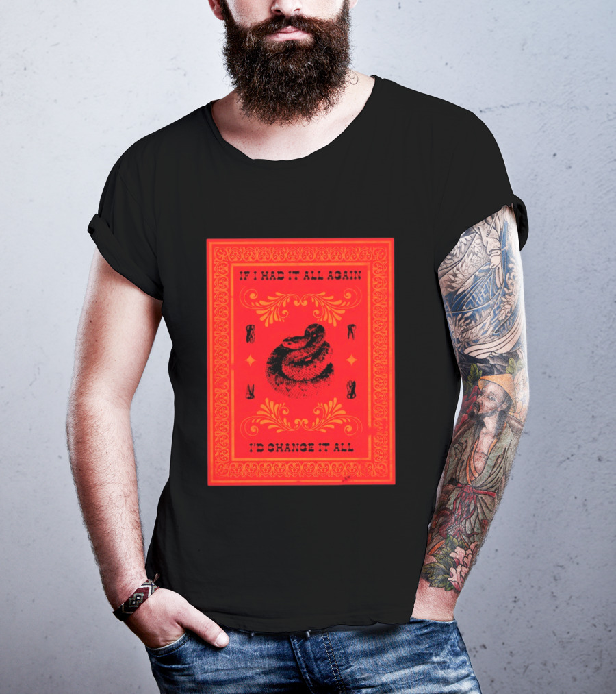 If I Had It All Again I'd Change It All Rattlesnake Western Red Bandana T-Shirt