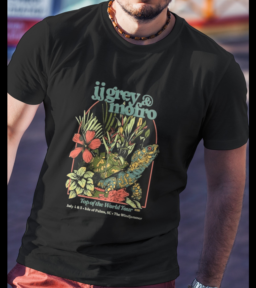 JJ Grey And Mofro July 4 5 2026 Isle Of Palms SC The Windjammer Exotic Flora Tortoise T-Shirt